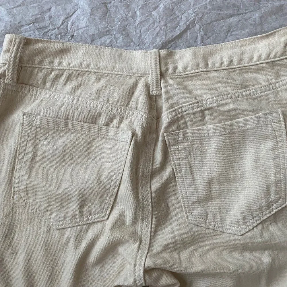 Ann Taylor Loft 27/4 Boyfriend White 100% Cotton Distressed Jeans